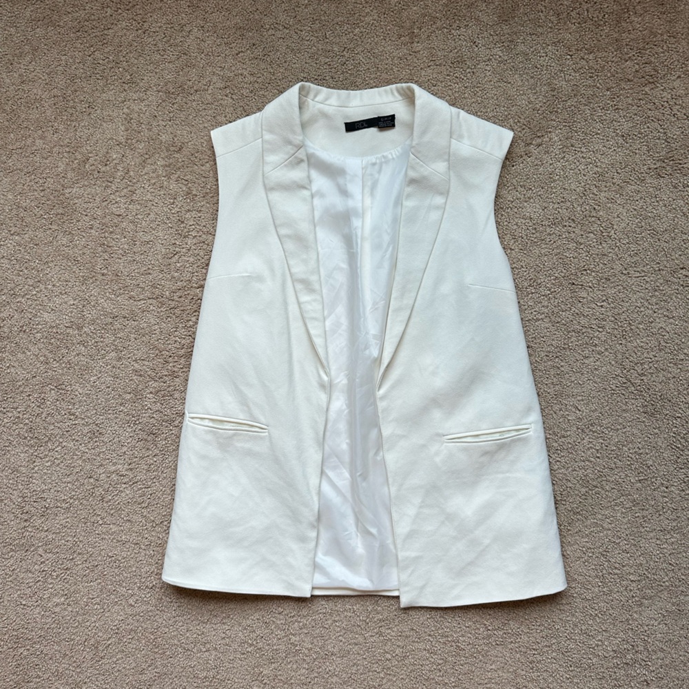 Cream Sleeveless Blazer Vest